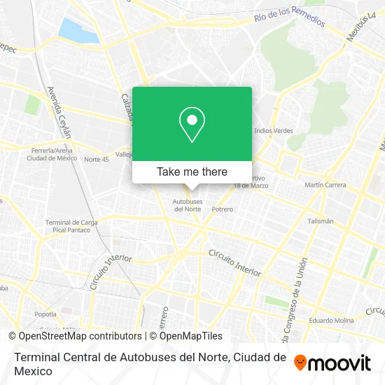 Terminal Central de Autobuses del Norte map