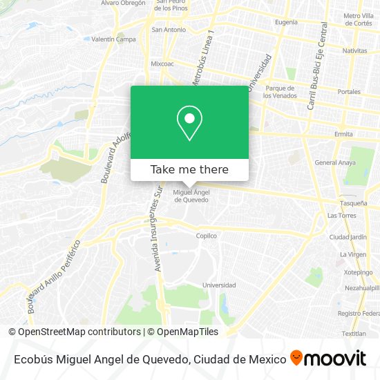 Ecobús Miguel Angel de Quevedo map