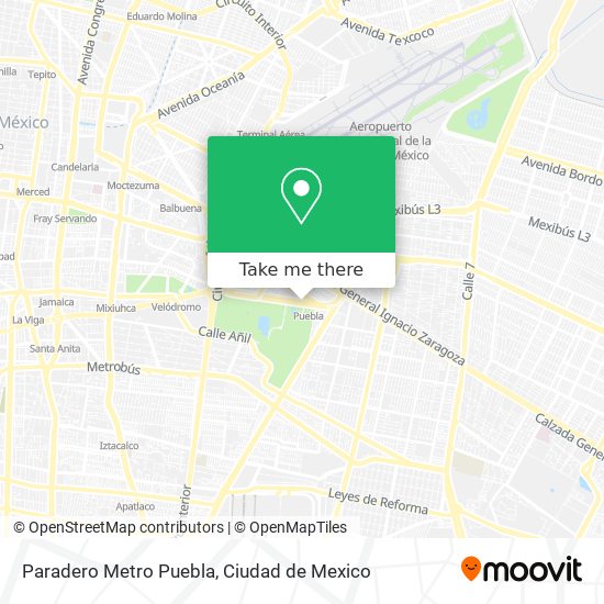 Mapa de Paradero Metro Puebla