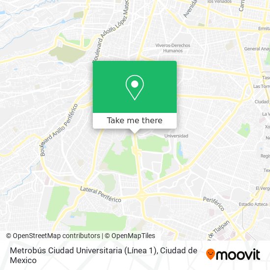 Metrobús Ciudad Universitaria (Línea 1) map