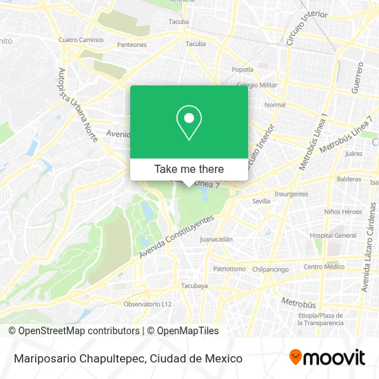 Mariposario Chapultepec map