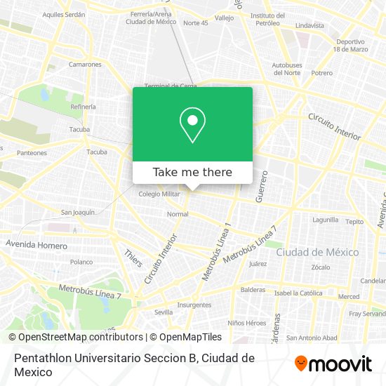 How to get to Pentathlon Universitario Seccion B in Azcapotzalco by Bus or  Metro?