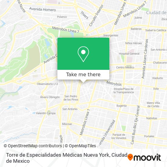 Mapa de Torre de Especialidades Médicas Nueva York