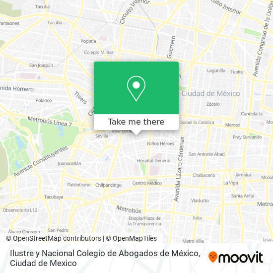 Ilustre y Nacional Colegio de Abogados de México map