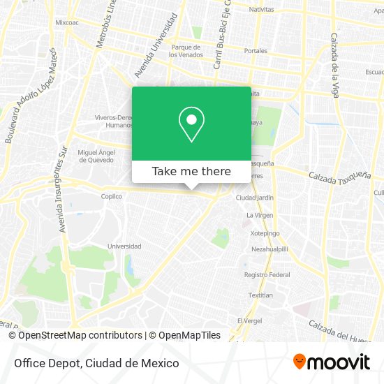 How to get to Office Depot in Benito Juárez by Bus, Metro or Train?