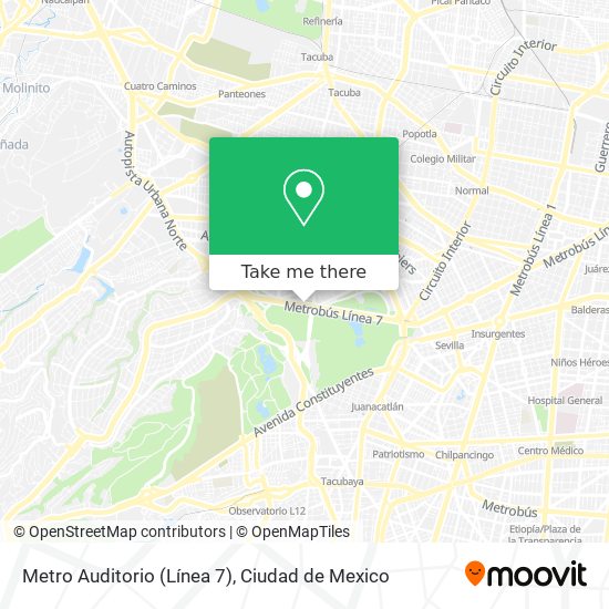 Mapa de Metro Auditorio (Línea 7)