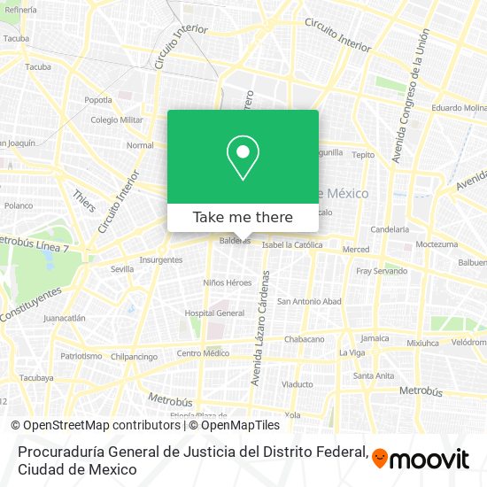 Procuraduría General de Justicia del Distrito Federal map