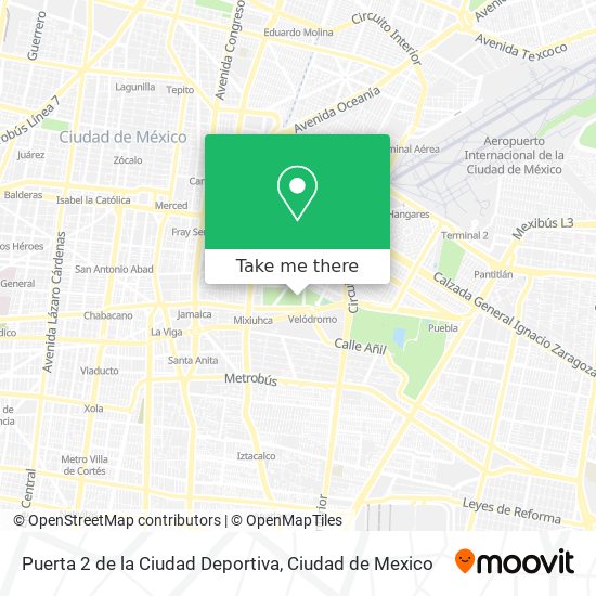 Mapa de Puerta 2 de la Ciudad Deportiva