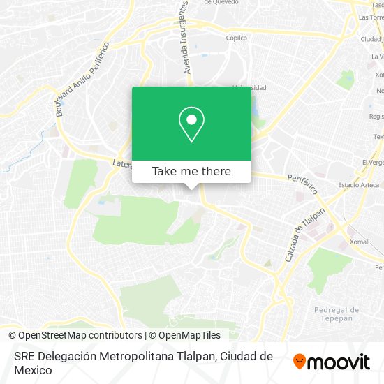 Mapa de SRE Delegación Metropolitana Tlalpan
