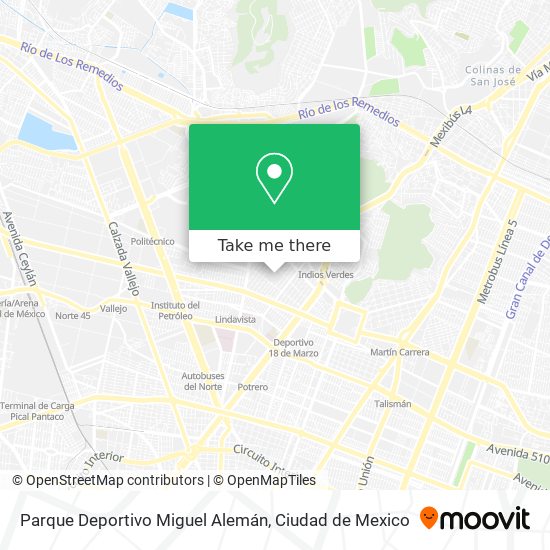 Parque Deportivo Miguel Alemán map