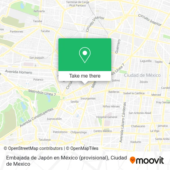 Mapa de Embajada de Japón en México (provisional)