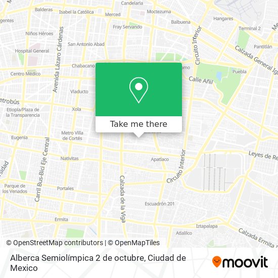 How to get to Alberca Semiolímpica 2 de octubre in Cuauhtémoc by Bus or  Metro?