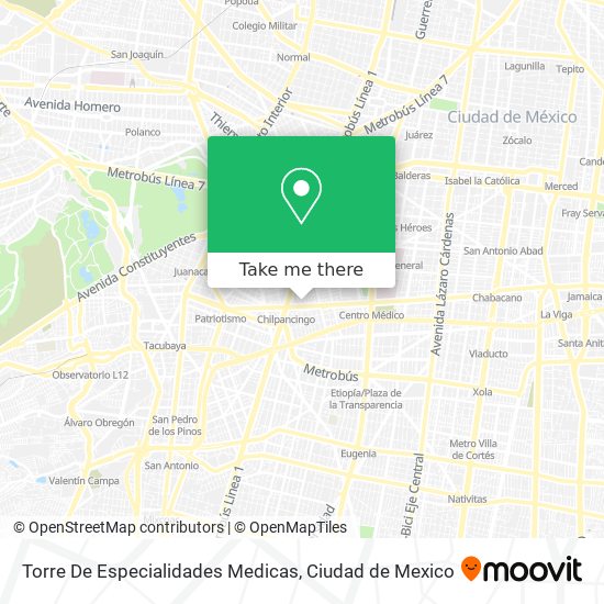 Torre De Especialidades Medicas map