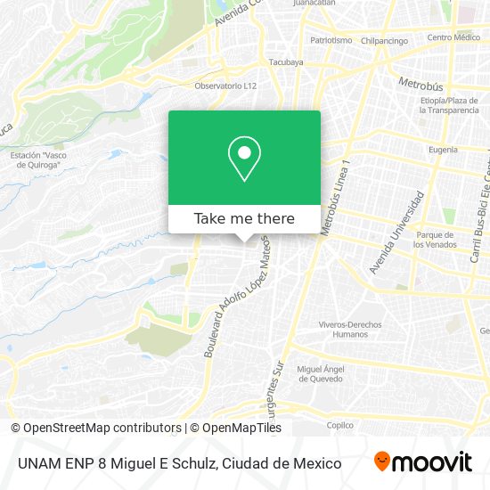 UNAM ENP 8 Miguel E Schulz map