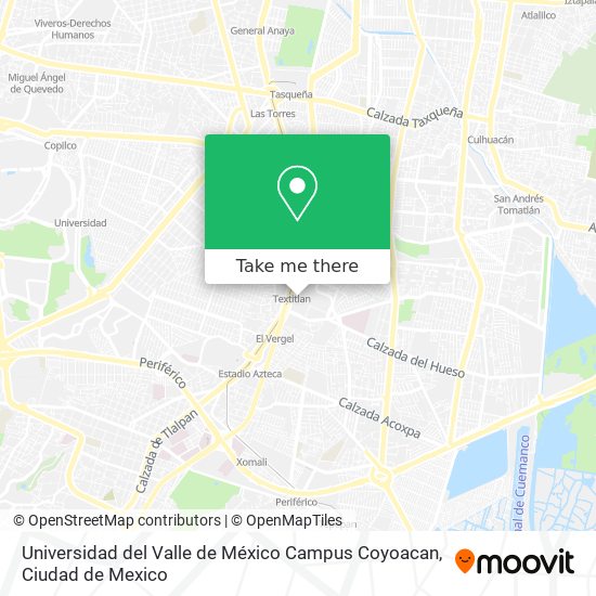 Mapa de Universidad del Valle de México Campus Coyoacan