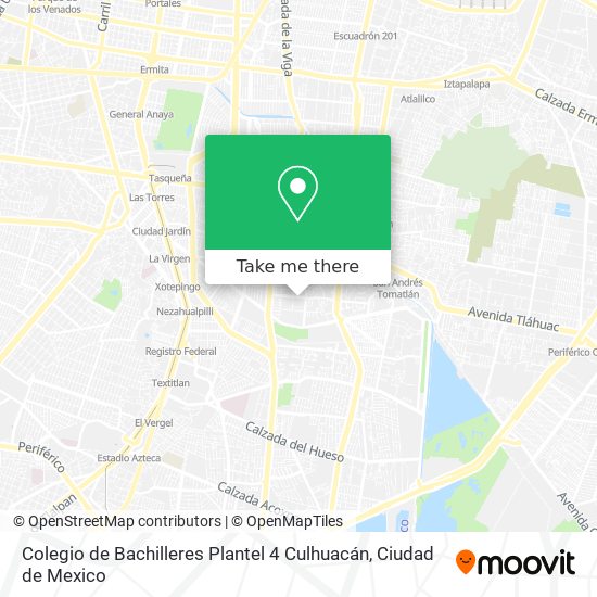 Mapa de Colegio de Bachilleres Plantel 4  Culhuacán