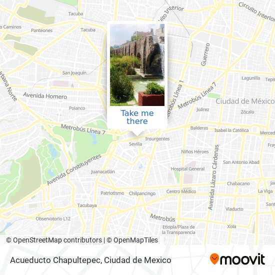 Acueducto Chapultepec map