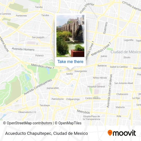 Acueducto Chapultepec map