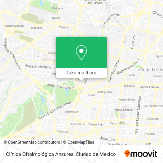 Mapa de Clínica Oftalmológica Anzures