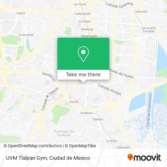 Mapa de UVM Tlalpan Gym