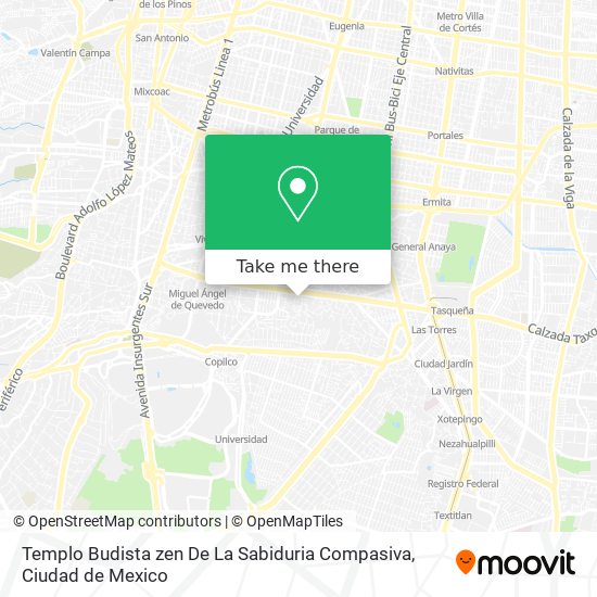 Mapa de Templo Budista zen De La Sabiduria Compasiva