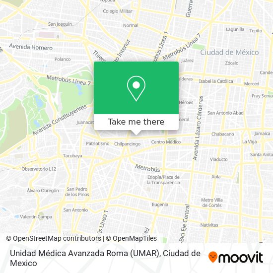 Unidad Médica Avanzada Roma (UMAR) map