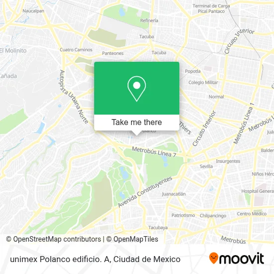 unimex Polanco edificio. A map