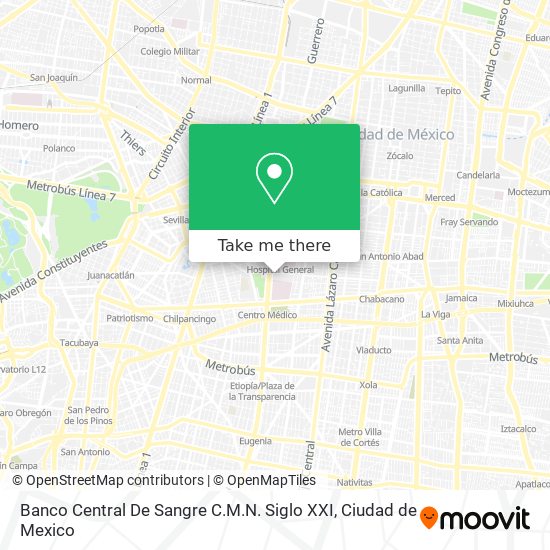 Banco Central De Sangre C.M.N. Siglo XXI map