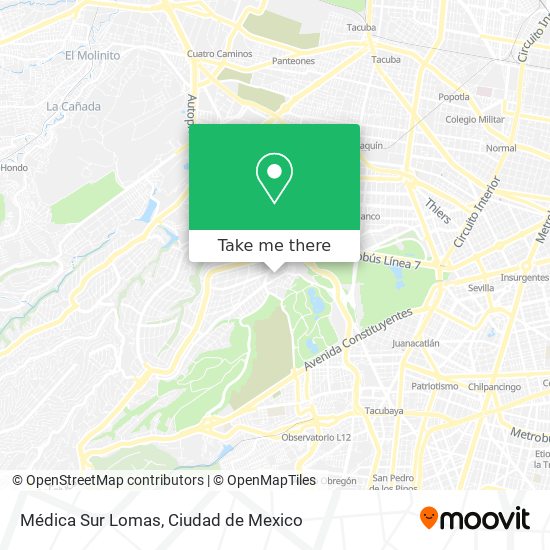 Mapa de Médica Sur Lomas