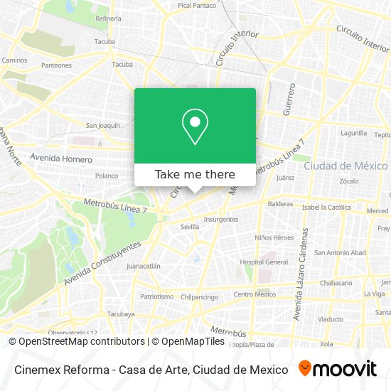 Mapa de Cinemex Reforma - Casa de Arte