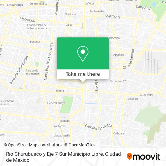 Rio Churubusco y Eje 7 Sur Municipio Libre map