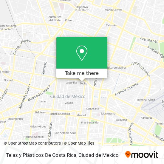 Mapa de Telas y Plásticos De Costa Rica