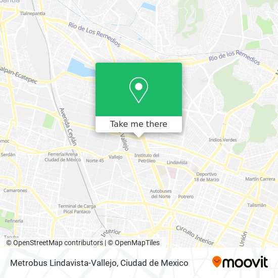 Metrobus Lindavista-Vallejo map