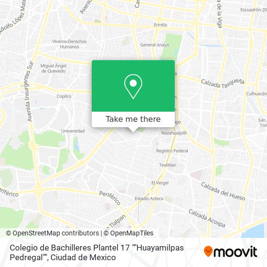 Colegio de Bachilleres Plantel 17 ""Huayamilpas Pedregal"" map
