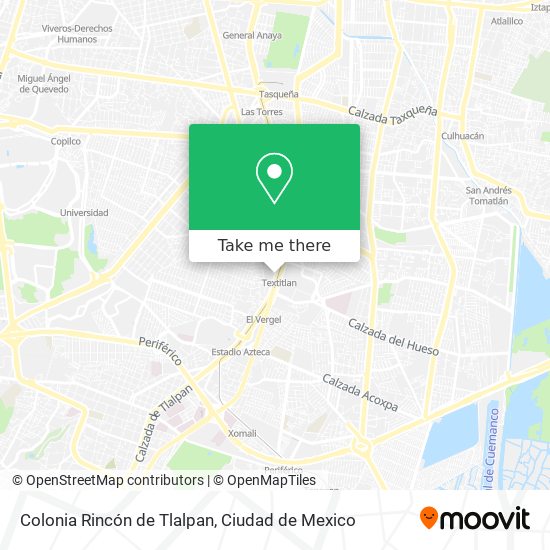 Colonia Rincón de Tlalpan map