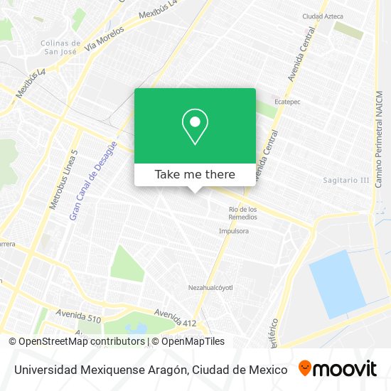 Mapa de Universidad Mexiquense Aragón
