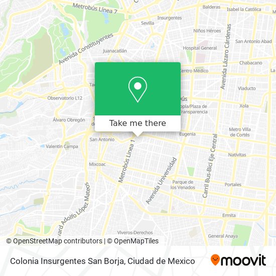 Colonia Insurgentes San Borja map