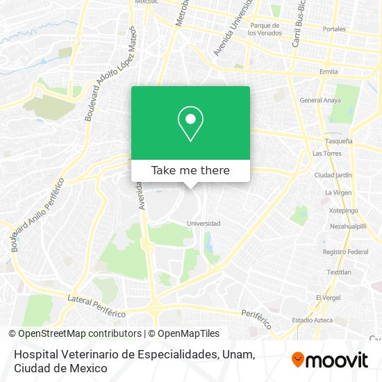 Hospital Veterinario de Especialidades, Unam map