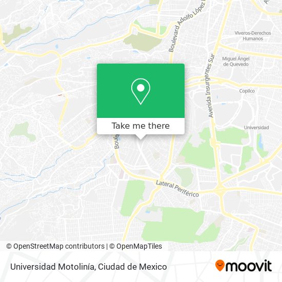 Universidad Motolinía map