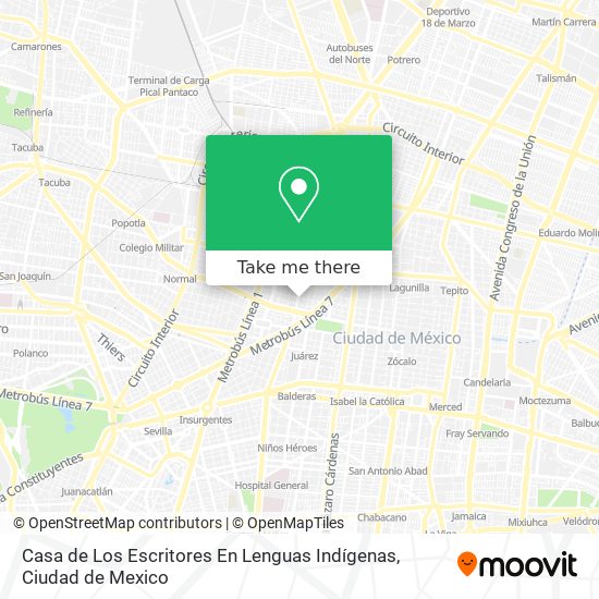 Casa de Los Escritores En Lenguas Indígenas map