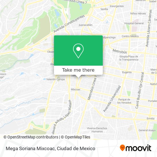 Mega Soriana Mixcoac map