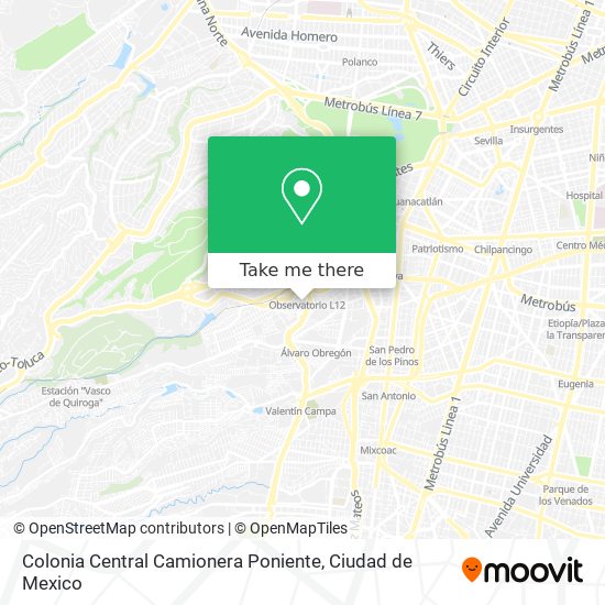 Mapa de Colonia Central Camionera Poniente