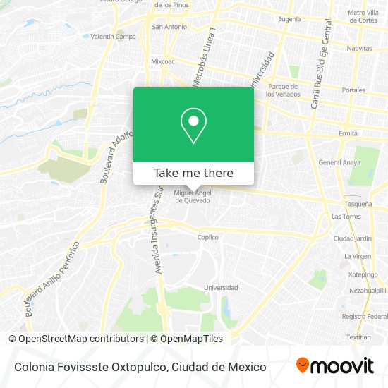 Colonia Fovissste Oxtopulco map