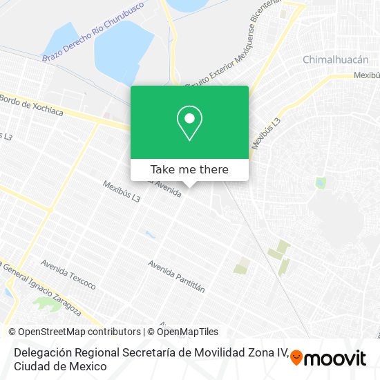 Delegación Regional Secretaría de Movilidad Zona IV map