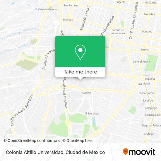 Colonia Altillo Universidad map