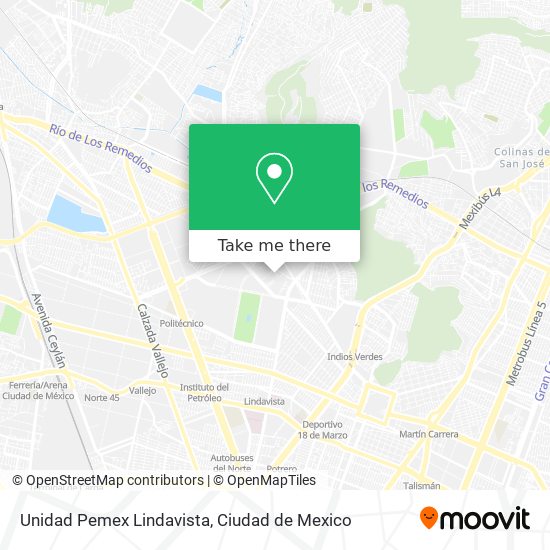 Unidad Pemex Lindavista map