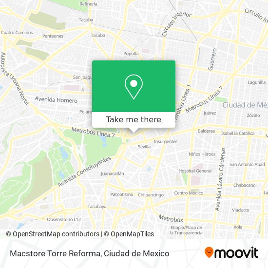 Mapa de Macstore Torre Reforma