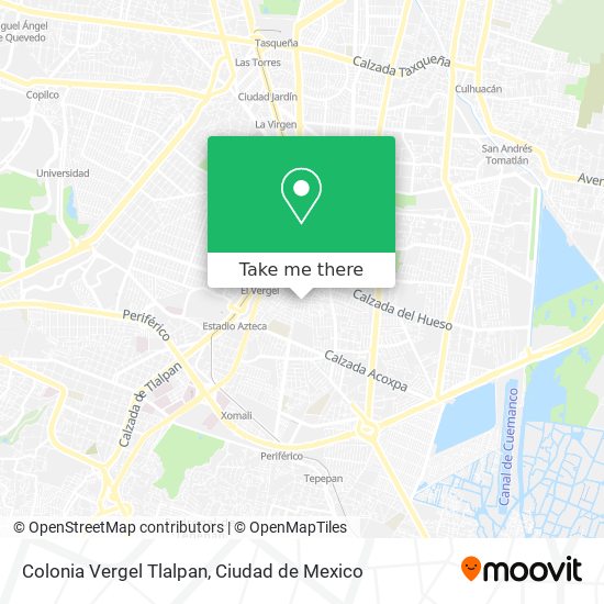 Colonia Vergel Tlalpan map