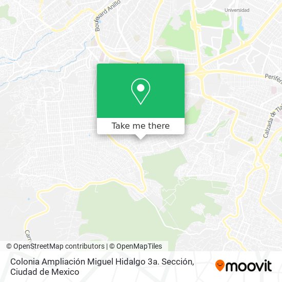 Colonia Ampliación Miguel Hidalgo 3a. Sección map