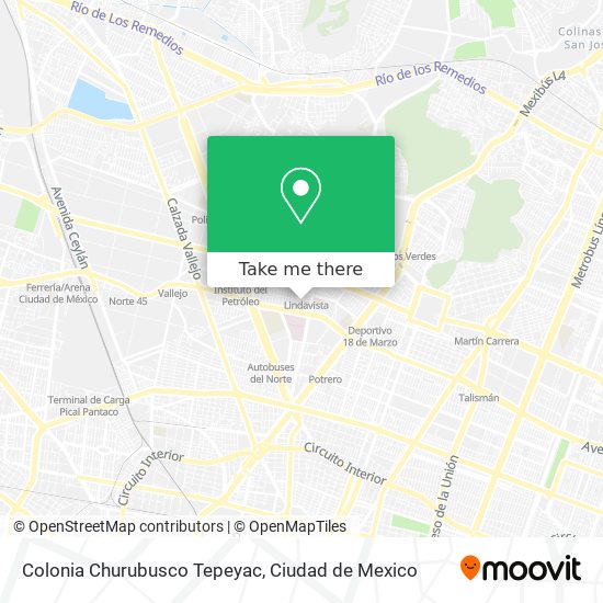 Colonia Churubusco Tepeyac map